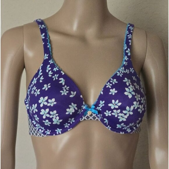Victoria's Secret unlined Perfect Coverage Underwire floral multicolor bra 34C - Picture 1 of 6